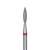 Staleks Diamond nail drill bit, pointed "flame", red, head diameter 2.1mm/ working part 8mm FA11R021/8.