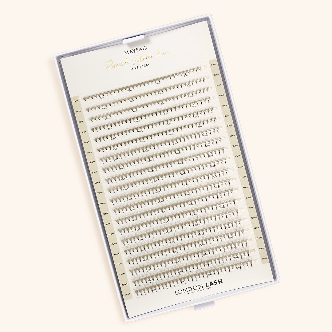 Best Narrow Premade Lash Fans Mayfair 12D 0.03 640 fans - Mixed Lengths, Best Eyelash Extensions Narrow Premade Lash Fans