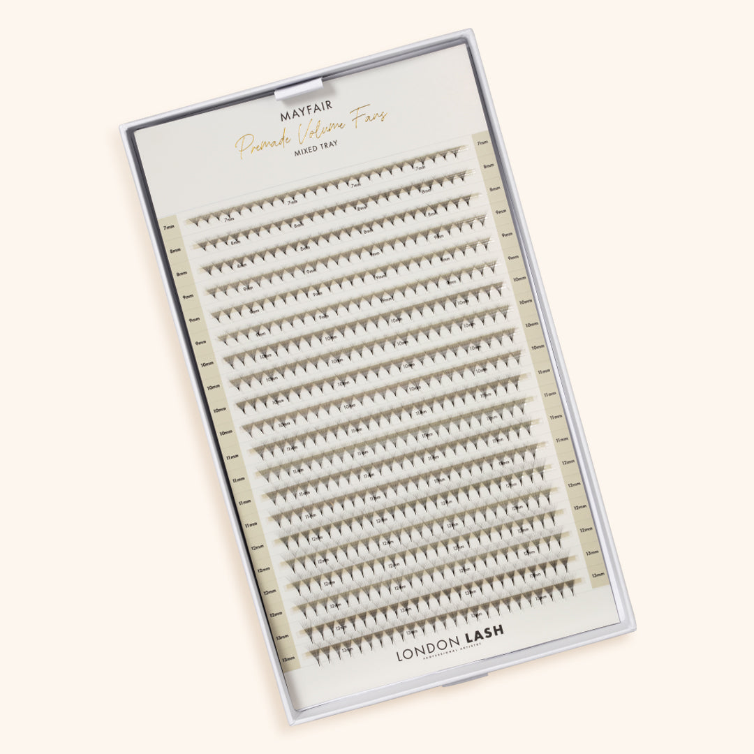 Best Narrow Premade Lash Fans Mayfair 14D 0.03 500 fans - Mixed Lengths, Best Eyelash Extensions Narrow Premade Lash Fans
