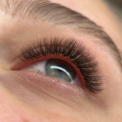 Close-up of an eye with false eyelashes