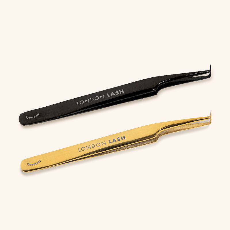 Ultra Fine Tip Mega Volume Tweezers in black and gold