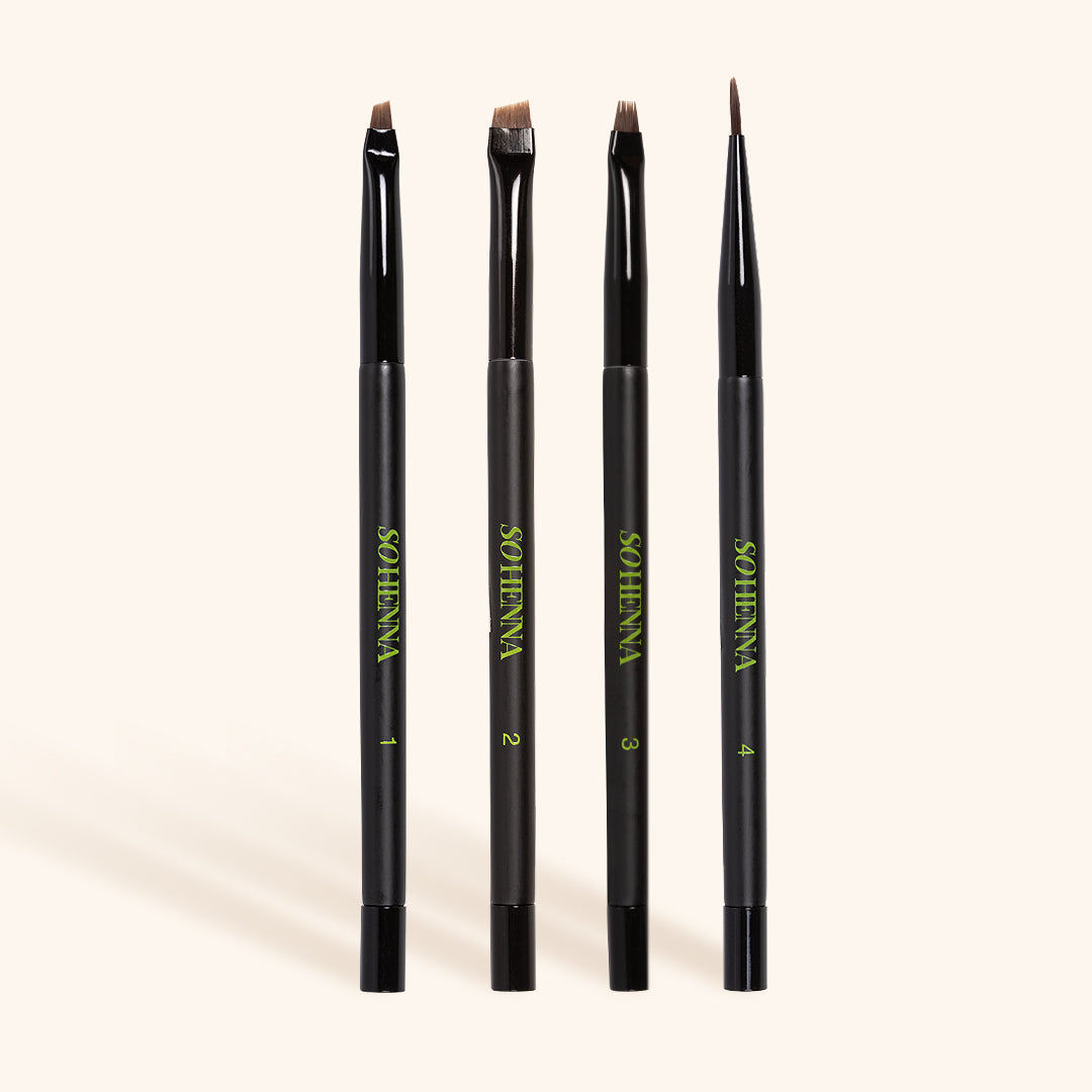 Four So Henna professional brow brushes