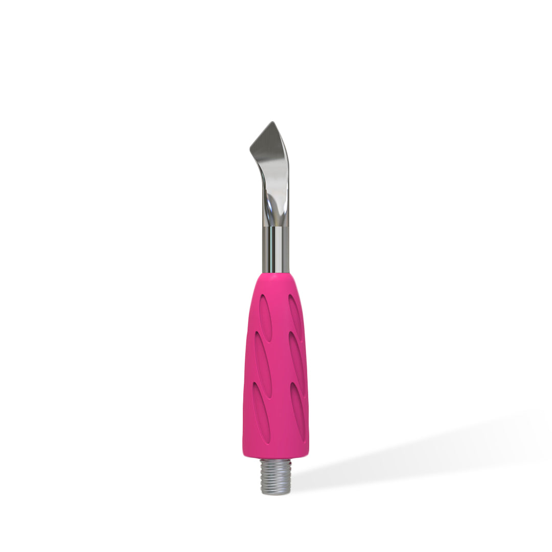 steel bent blade replacement with pink base on white background