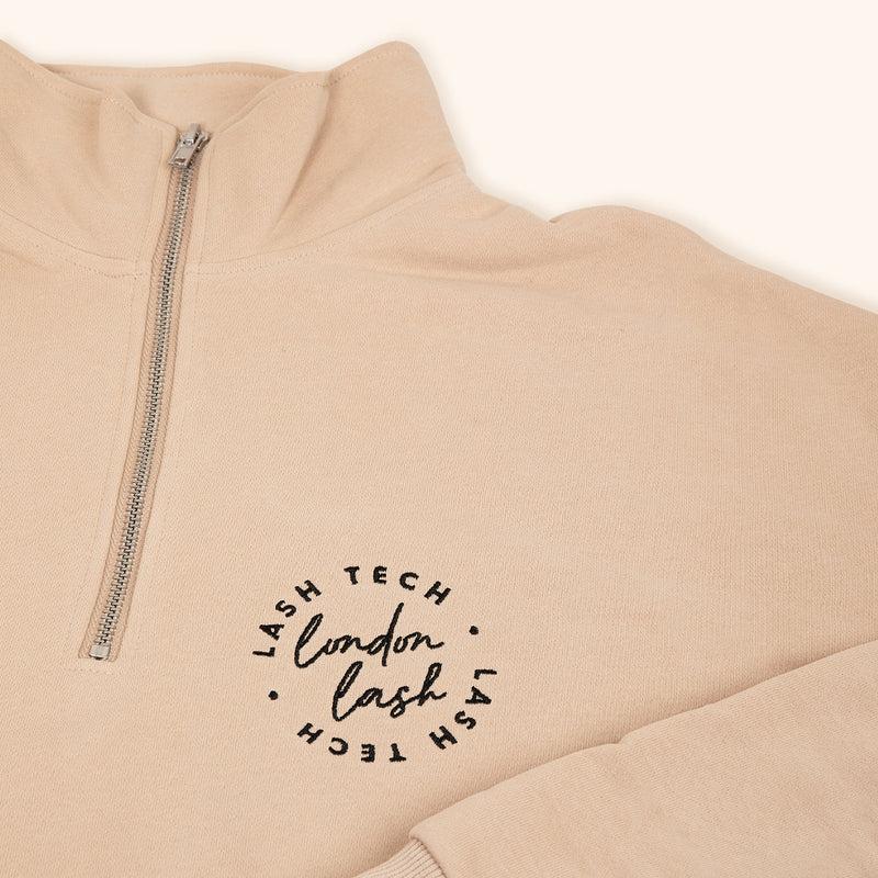 Beautiful London Lash Funnel Neck Zip Sweatshirt for Lash Technicians, Best Lash Tech Uniform