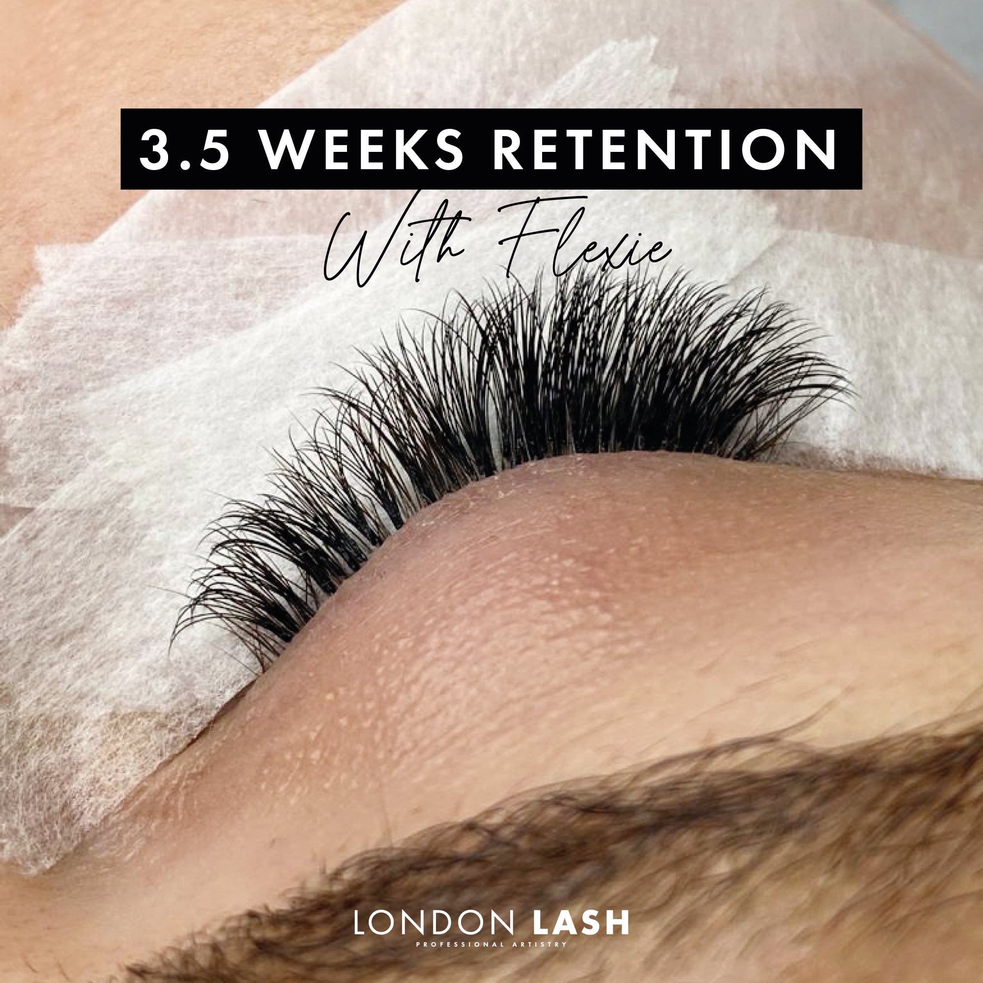 3.5 weeks of volume lash retention with Flexie Eyelash Extension Glue