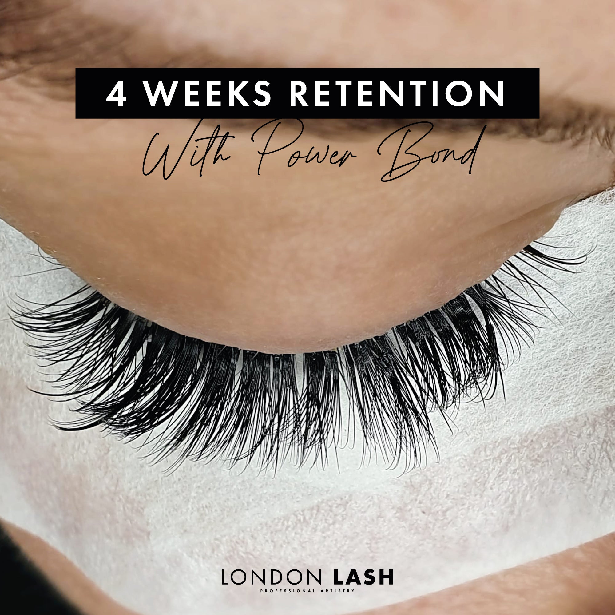 4 weeks of volume lash retention with Power Bond Eyelash Extension Glue